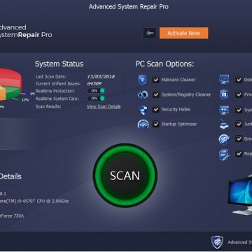 advanced system repair pro system optimizers screenshot scan window